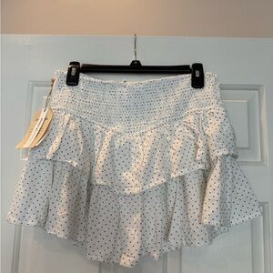 White Polka Dot Ruffle Skirt